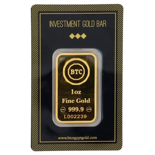 سبيكة ذهب بي تي سي عيار 24 بوزن 31.1 غرام