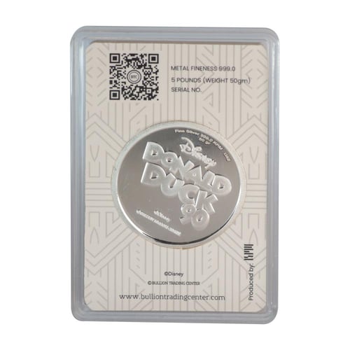 جنيه فضة أنكل سكروج عيار 999 بي تي سي بوزن 50 غرام