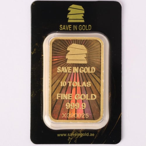 سبيكة ذهب Save in Gold عيار 24 بوزن 116.6 غرام