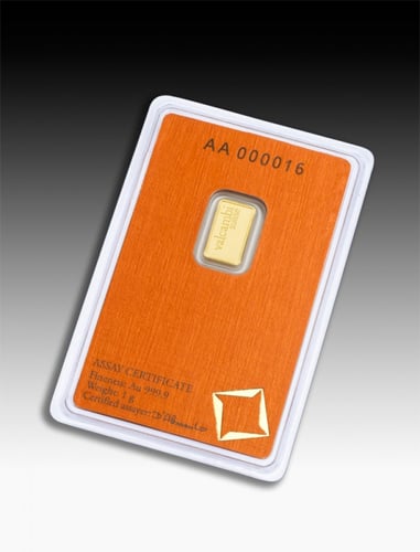 سبيكة ذهب فالكامبي عيار 24 بوزن 1 غرام