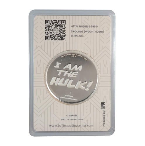 جنيه فضة هولك الرجل الأخضر عيار 999 بي تي سي بوزن...