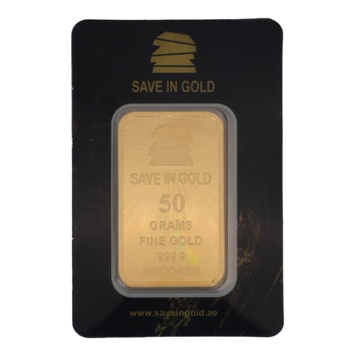 سبيكة ذهب Save in Gold عيار 24 بوزن 50 غرام