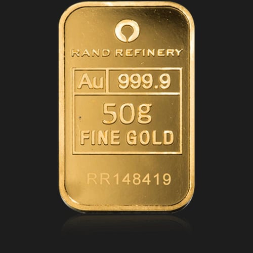 سبيكة ذهب راند الفيل الأفريقي عيار 24 بوزن 50 غرام