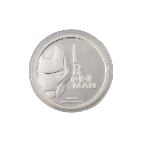 جنيه فضة آيرون مان عيار 999 بي تي سي بوزن 50 غرام
