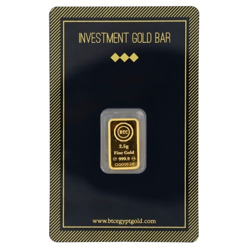 سبيكة ذهب بي تي سي عيار 24 بوزن 2.5 غرام