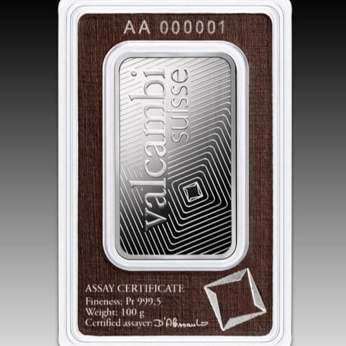 سبيكة بلاتين فالكامبي عيار 999.5 بوزن 100 غرام