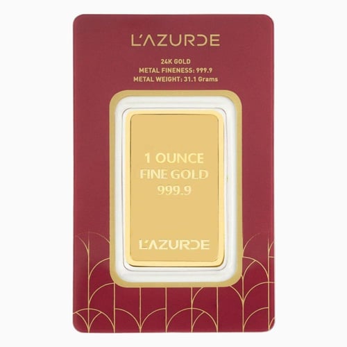 سبيكة ذهب لازوردي عيار 24 بوزن 31.1 غرام