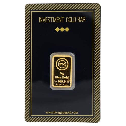 سبيكة ذهب بي تي سي عيار 24 بوزن 5 غرام