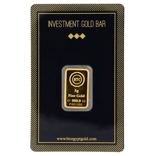 سبيكة ذهب بي تي سي عيار 24 بوزن 5 غرام