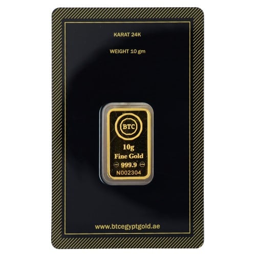 سبيكة ذهب بي تي سي عيار 24 بوزن 10 غرام