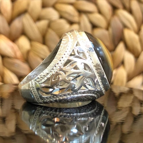 خاتم الفضة سليماني يشف أحمر من النوادر صياغة حجازي...