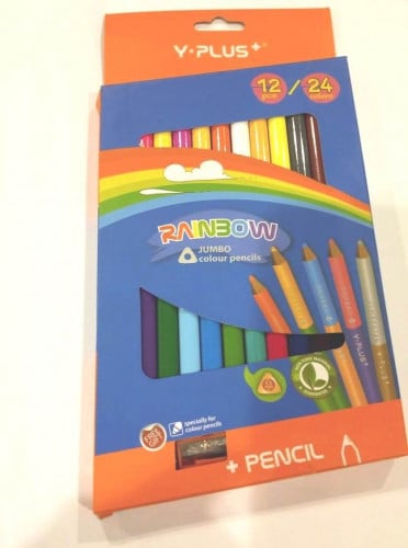 علبة الوان 12 قلم /24 لون ,مع براية