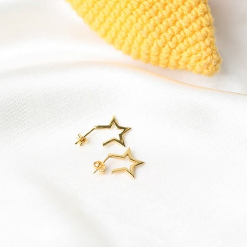 أقراط فاخرة برسمة النجمة مطلي بالذهب روز قولد -من...