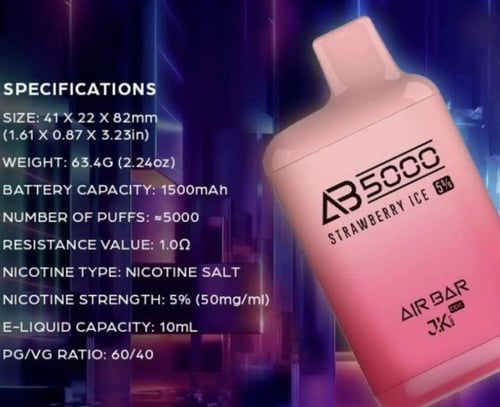 سحبة ايربار 5000 توت بلورازبيري ايس AIR BAR 5000 P...