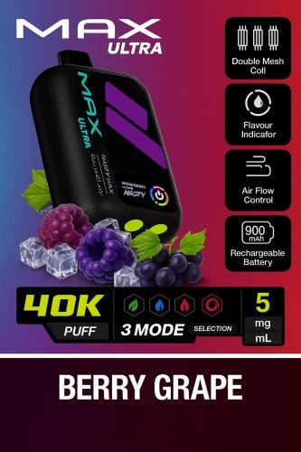 سحبة ناستي ماكس الترا 40000 توت وعنب Nasty Max Ult...