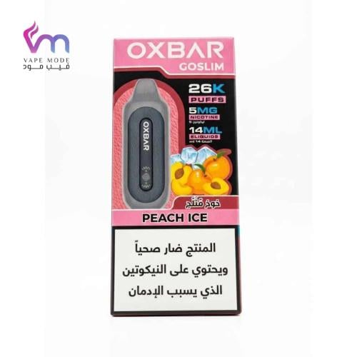 أوكس بار جو سليم 26 الف سحبة خوخ ايس Oxbar GOSLIM...