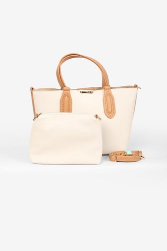 شنطة مع شنطة داخلية صغيره لون سكري