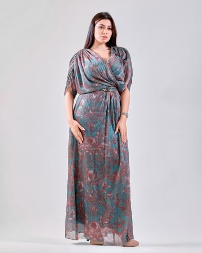 فستان مشجر أنيق بقصة لف وتفاصيل راقية