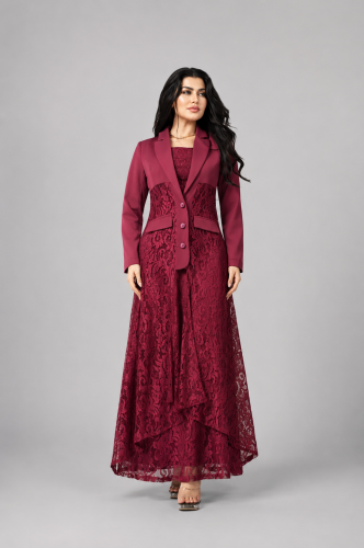 Long lace dress with an elegant jacket