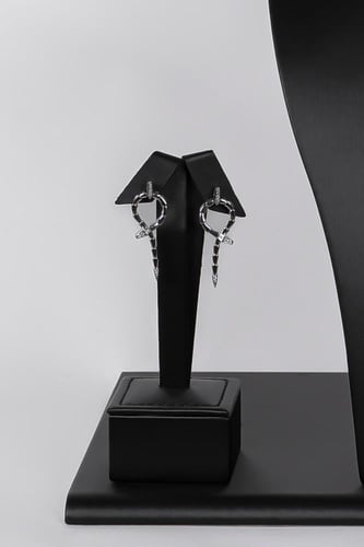 طقم اكسسوار فضي زركون قطعتين عقد مع حلق