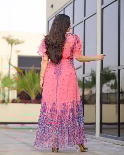 جلابية شيفون بيور مع بطانة داخلية بتصميم فاخر