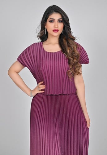 فستان سهرة ناعم شيفون جورجيت تكسير يدوي بلمعة على...