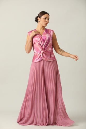 أفرول طويل استرتش زهري مكسر من الاسفل