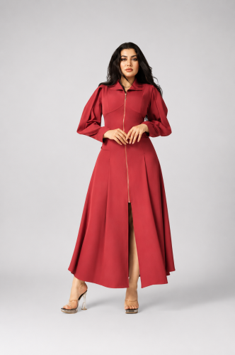 Soft long dress with front zipper