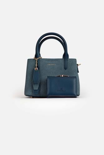 شنطة يد من كريسبلا ومحفظه داخليه لون كحلي