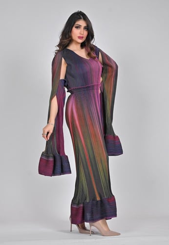 جلابية قطعتين بالوان مموج تكسيرة راقية