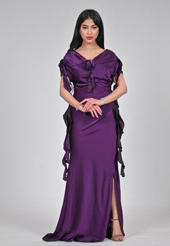 فستان سهرة طويل كريب اوف شولدر