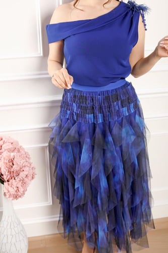 بلوزة كريب اوف شولدر على اككسوار في الكتف