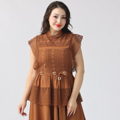 بلوزه جوبير لون بني على حزام لول