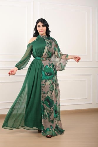 فستان سهره قماش شيفون تشجيرة ترند