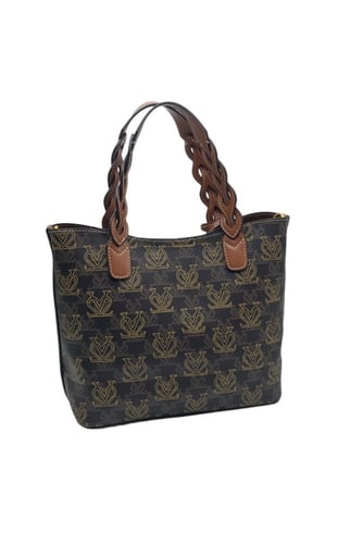 شنطة يد نسائية فاخرة متوسطة الحجم لون عودي