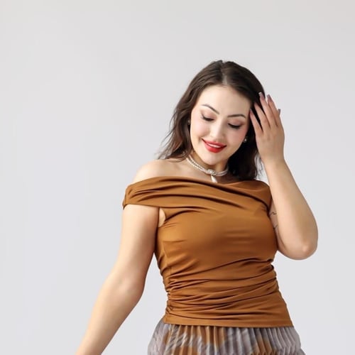 بلوزه كت قماش كريب استرتش مزموم