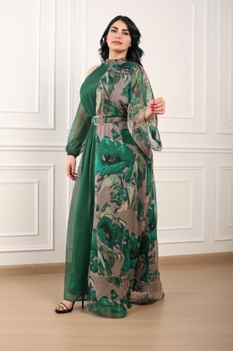 فستان سهره قماش شيفون تشجيرة ترند