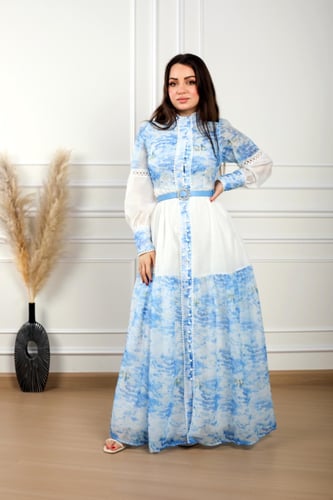 فستان مشجر اخضر اوف شولدر