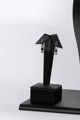 طقم اكسسوار زركون ناعم فضي قطعتين عقد مع حلق