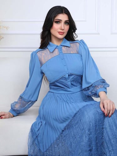 فستان ناعم اورجانزا مكسر مع دانتيل