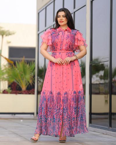 جلابية شيفون بيور مع بطانة داخلية بتصميم فاخر