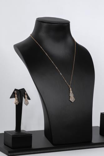 طقم اكسسوار زركون ذهبي فاخر