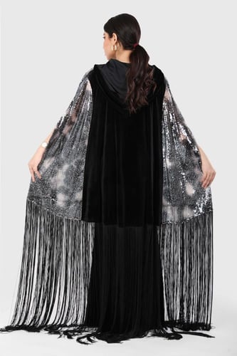 قفطان سهرة مخمل مع وشاح ترتر ومن الاسفل هدب