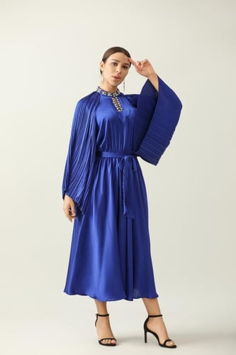 جلابية ميدي ستان حرير اكمام بلاسية