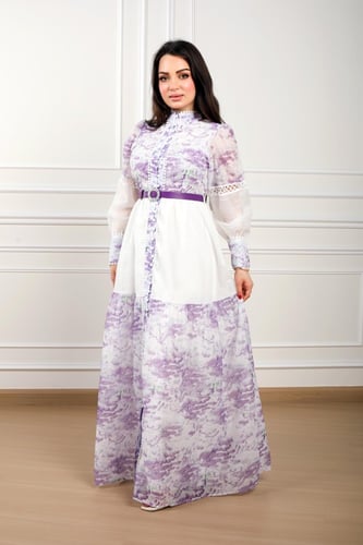 فستان مشجر اخضر اوف شولدر