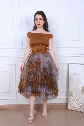 بلوزه كت قماش كريب استرتش مزموم