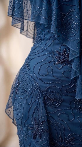 فستان سهرة طويل مزين بالخرز والترتر