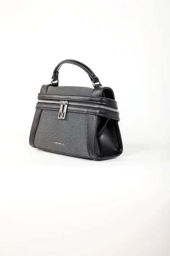 شنطة لون رمادي مع اسود بتصميم مميز وعصري مصنوعة من...