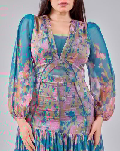 فستان مشجر طويل مشجر بتصميم راقٍ