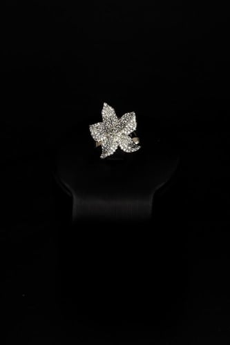 طقم إكسسوارات نسائي فضي بتصميم وردة زركونية فاخرة